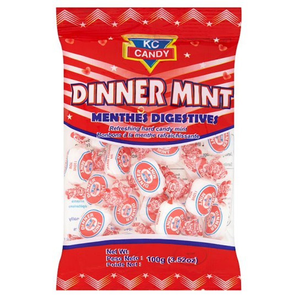 KC Candy Dinner Mints 4-pack, refreshing peppermint flavor for after-meal palate cleansing.