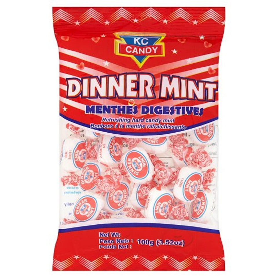 KC Candy Dinner Mints 4-pack, refreshing peppermint flavor for after-meal palate cleansing.