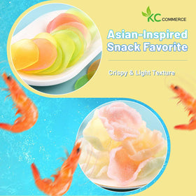 KC Commerce prawn crackers on a colorful table spread, ideal for entertaining