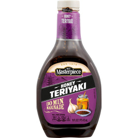 KC Masterpiece Honey Teriyaki Marinade bottle front for grilling flavor