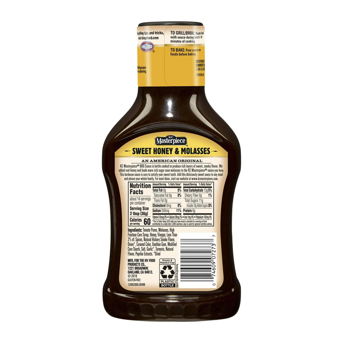 KC Masterpiece Sweet Honey Molasses BBQ sauce pack of 2, gluten-free option for weeknight meals.