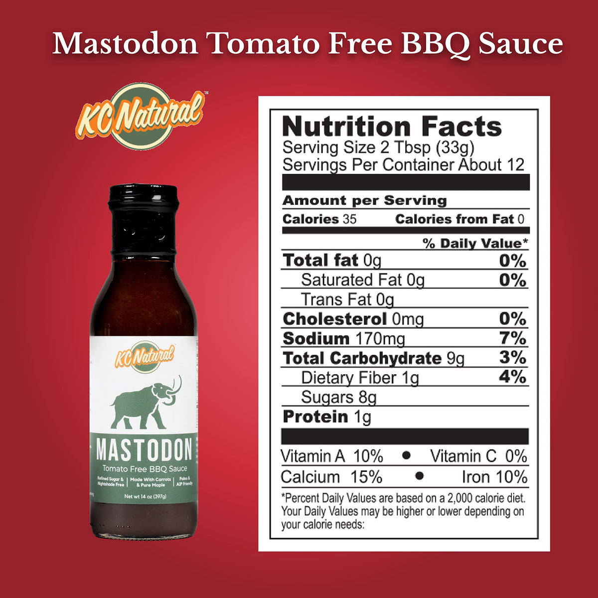 KC Natural Mastodon Paleo AIP BBQ Sauce ingredients close-up emphasizing carrots and molasses.