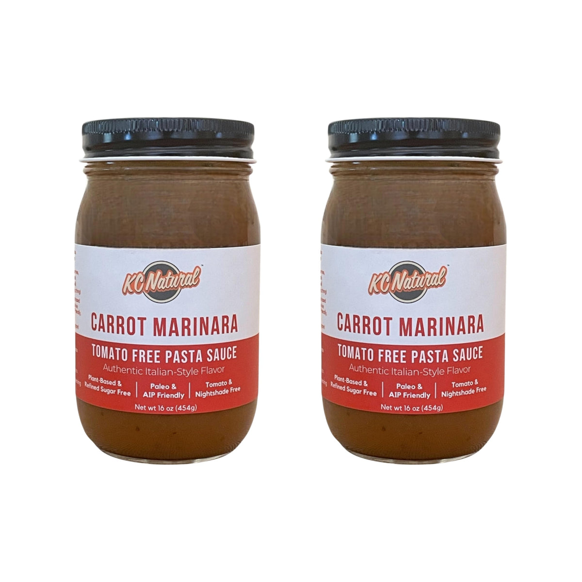 KC Natural No Tomato Carrot Marinara bottle label close-up showing clean ingredients.