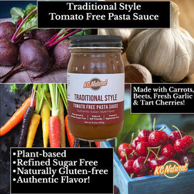 KC Natural Tomato Free Pasta Sauce glass jar front highlights 280 mg sodium per serving