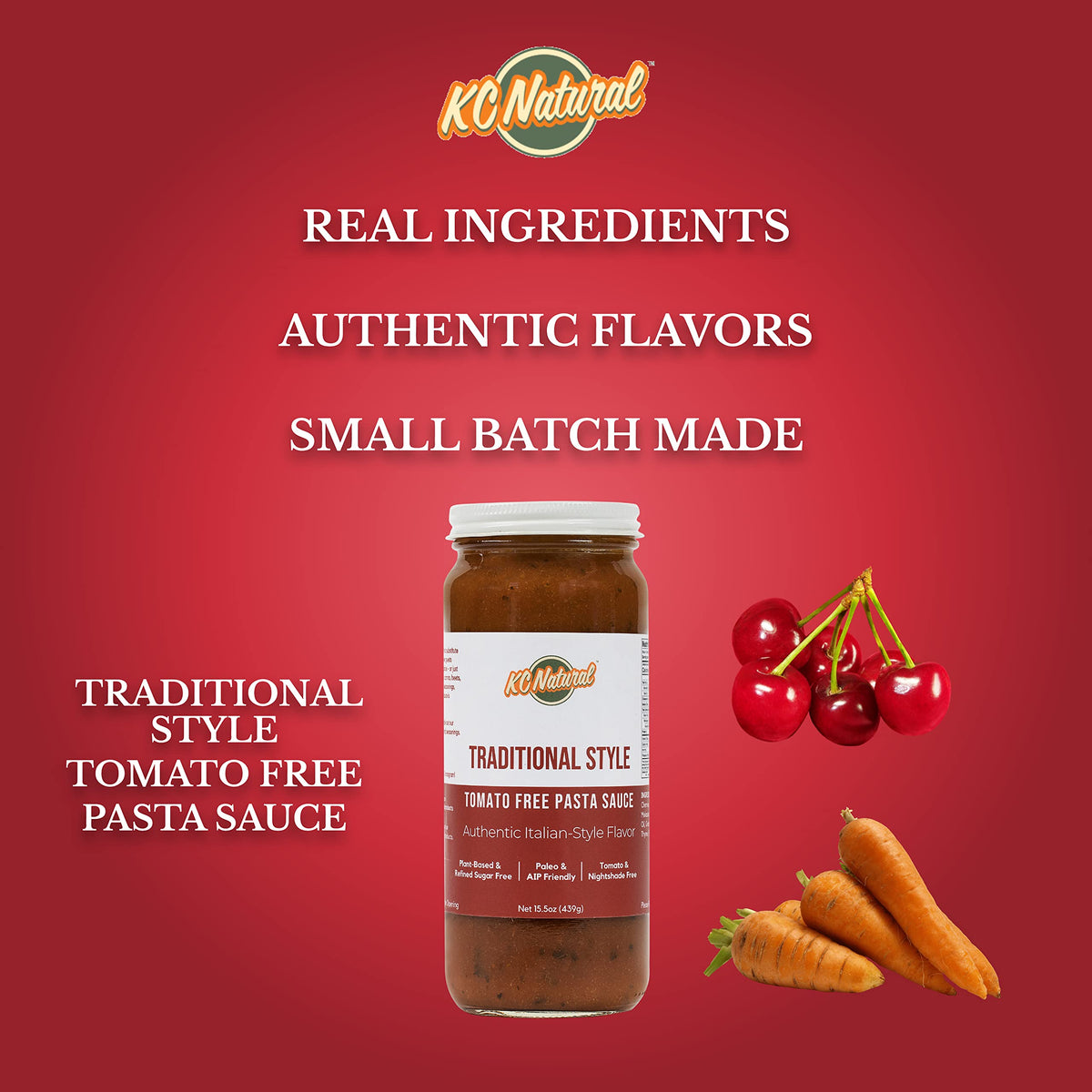KC Natural tomato-free sauce with Paleo AIP icon on the front