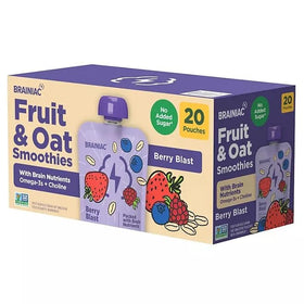 KD Chocolates Brainiec smoothie pouch pour shows easy, mess-free handheld snack.