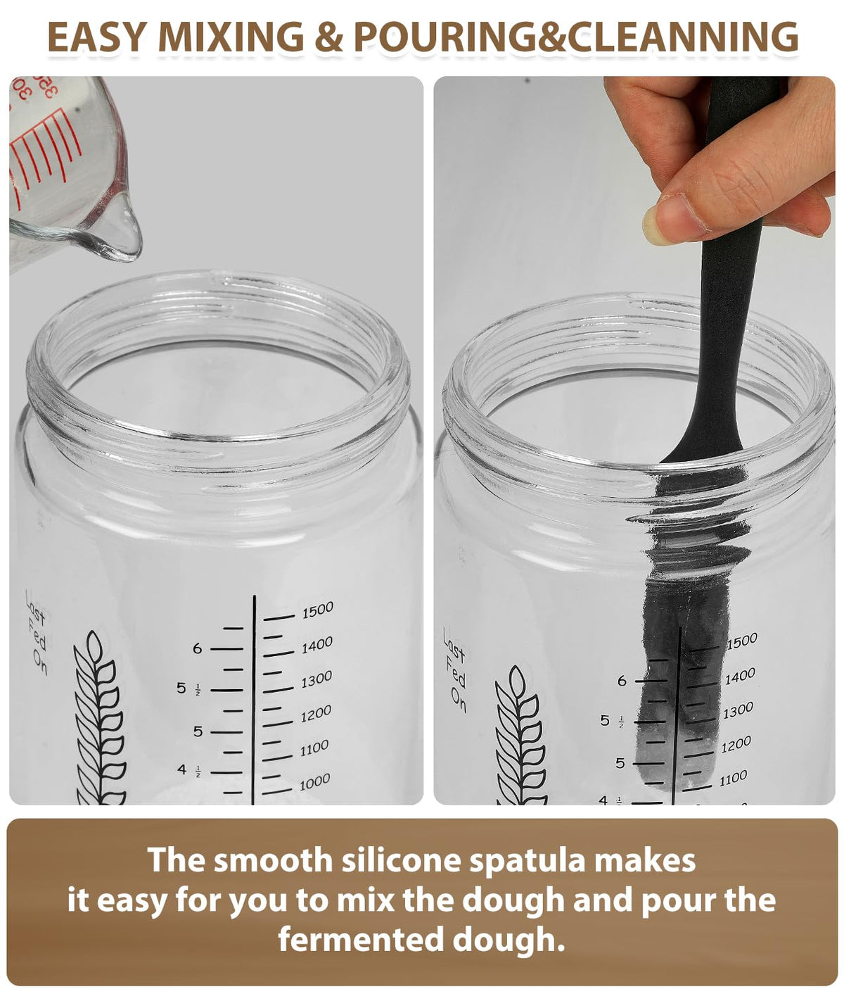 Keafont silicone spatula for stirring and scraping the jar.