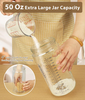 Keafont wide-mouth sourdough jar for easy flour addition and stirring.
