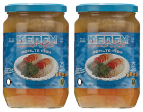 Kedem gluten-free Israeli style gefilte fish in a serving bowl, ready to eat