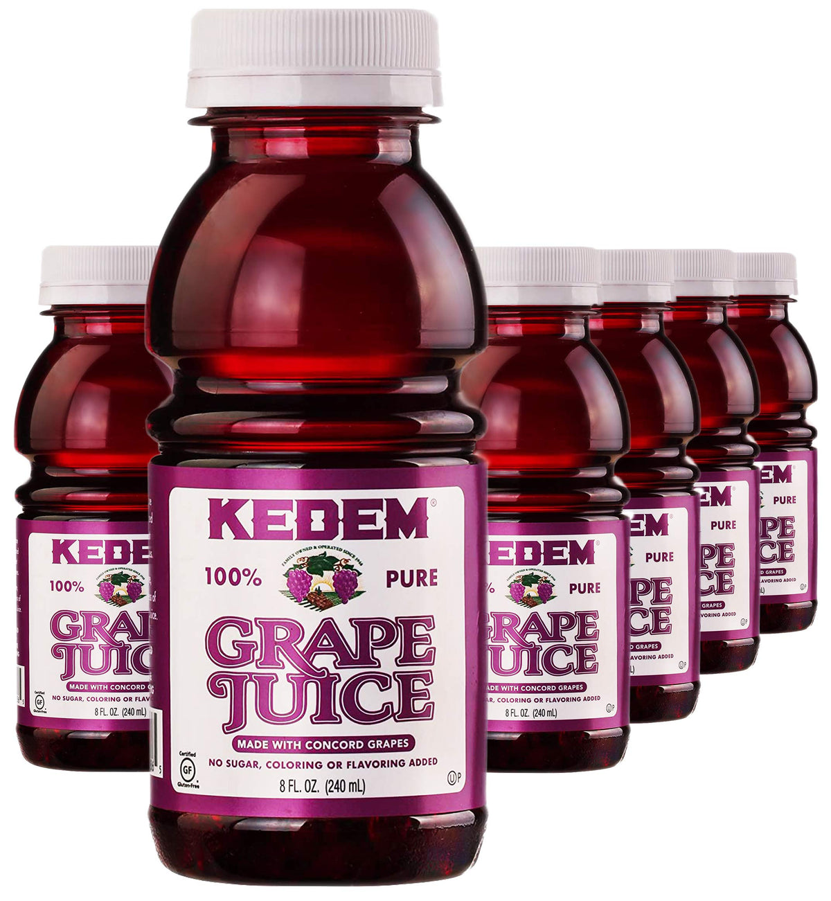 Kedem Grape Juice bottle pour showing convenient 8 oz serving
