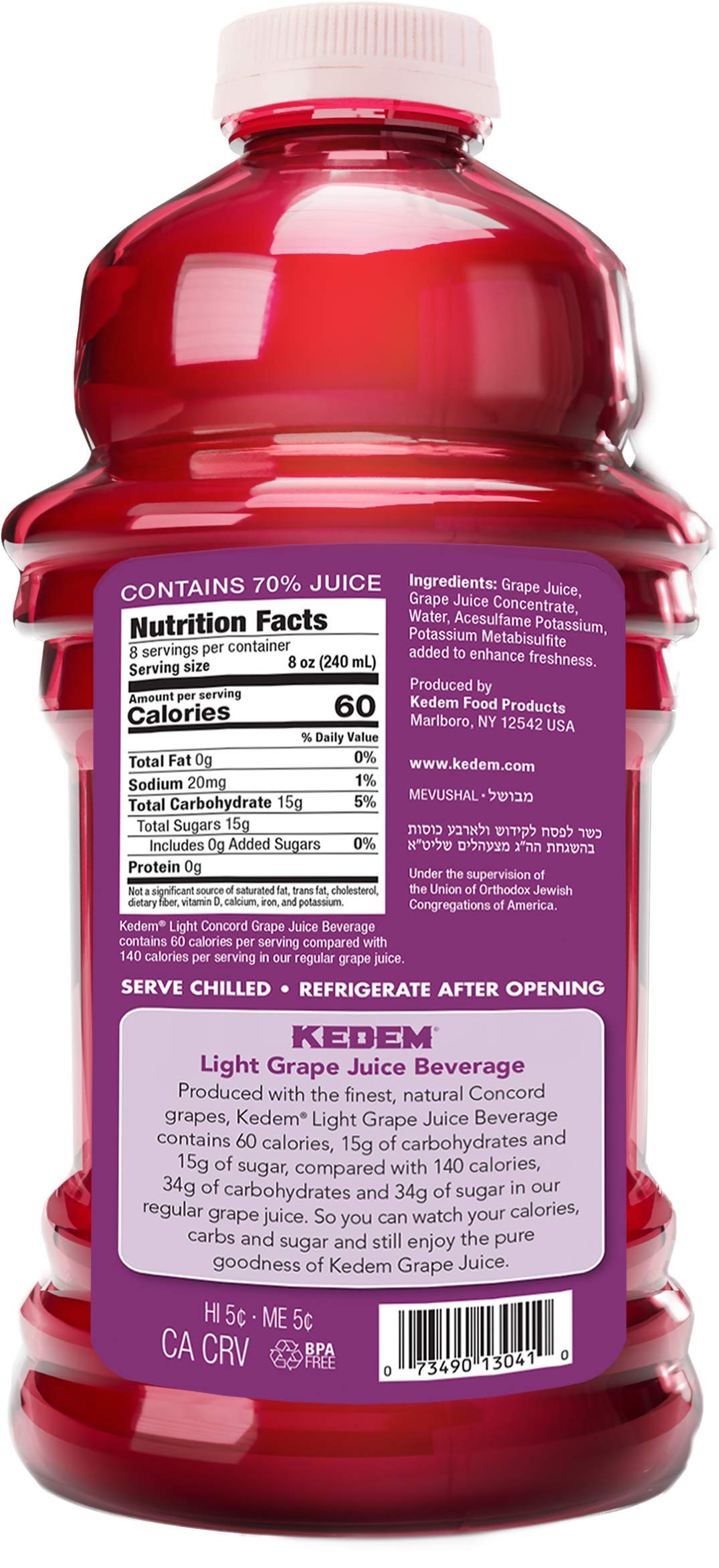 Kedem Light Concord Grape Juice two-pack on counter, convenient low-calorie option
