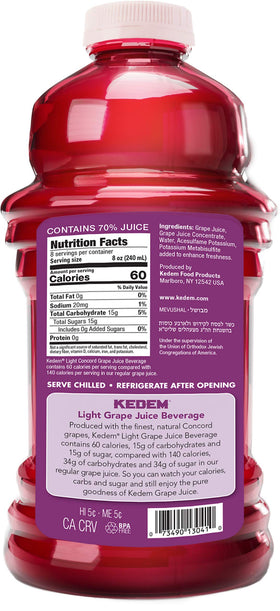 Kedem Light Concord Grape Juice two-pack on counter, convenient low-calorie option