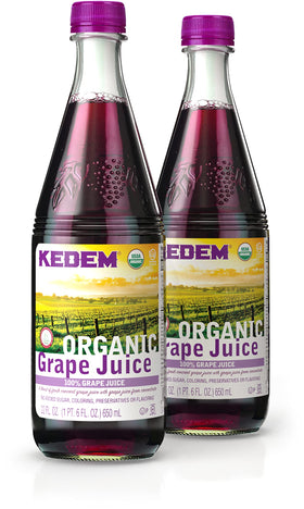 Kedem Organic Grape Juice 22oz bottle in a 2-pack, ideal for everyday family refreshment