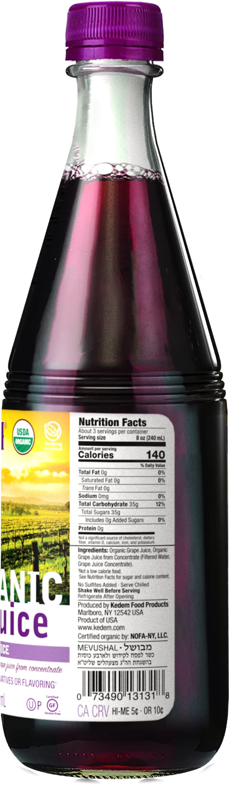 Kedem Organic Grape Juice pouring into a glass, perfect for daily use