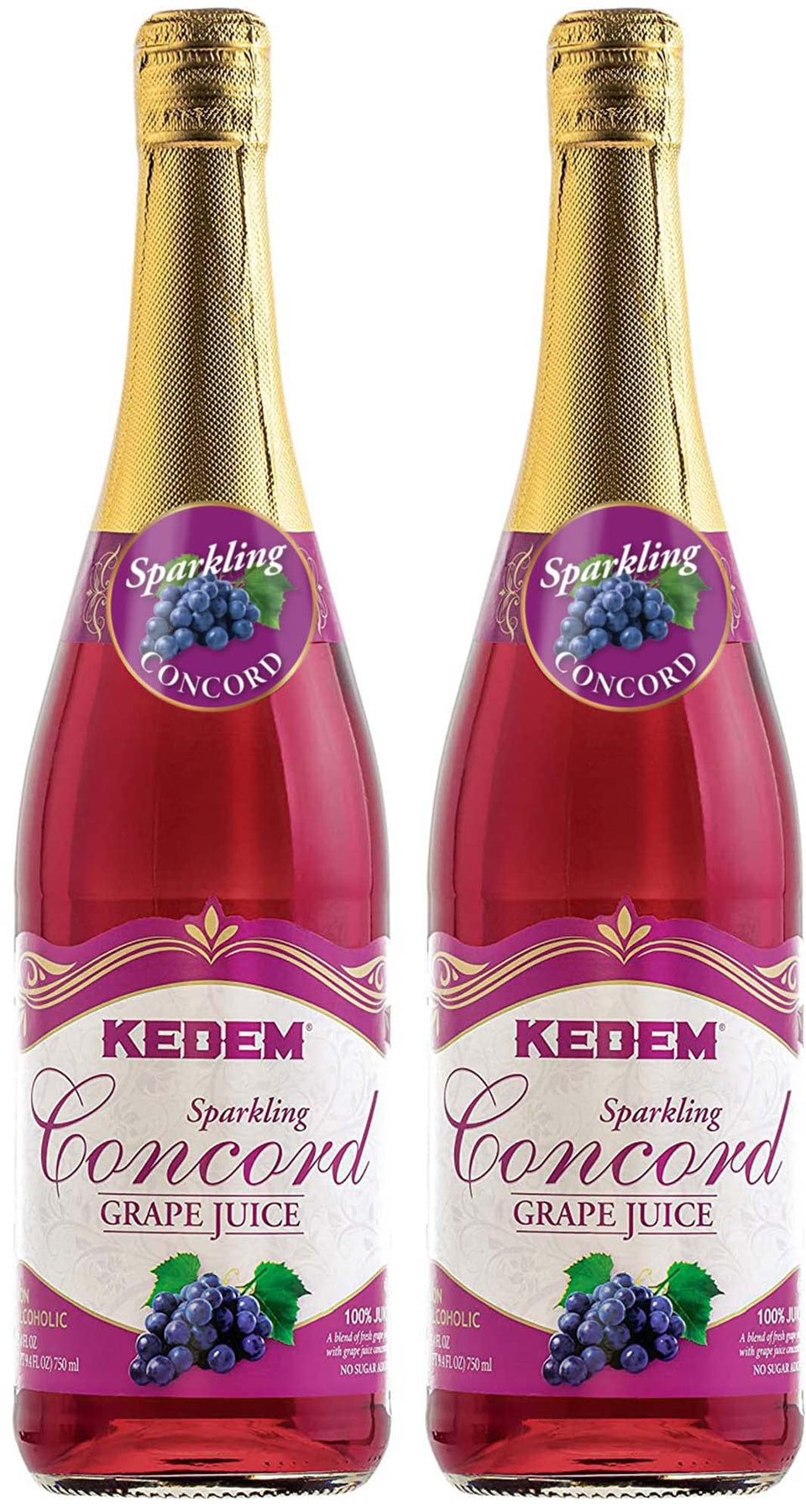Kedem Sparkling Concord Grape Juice bottle pouring for a refreshing family-friendly moment.