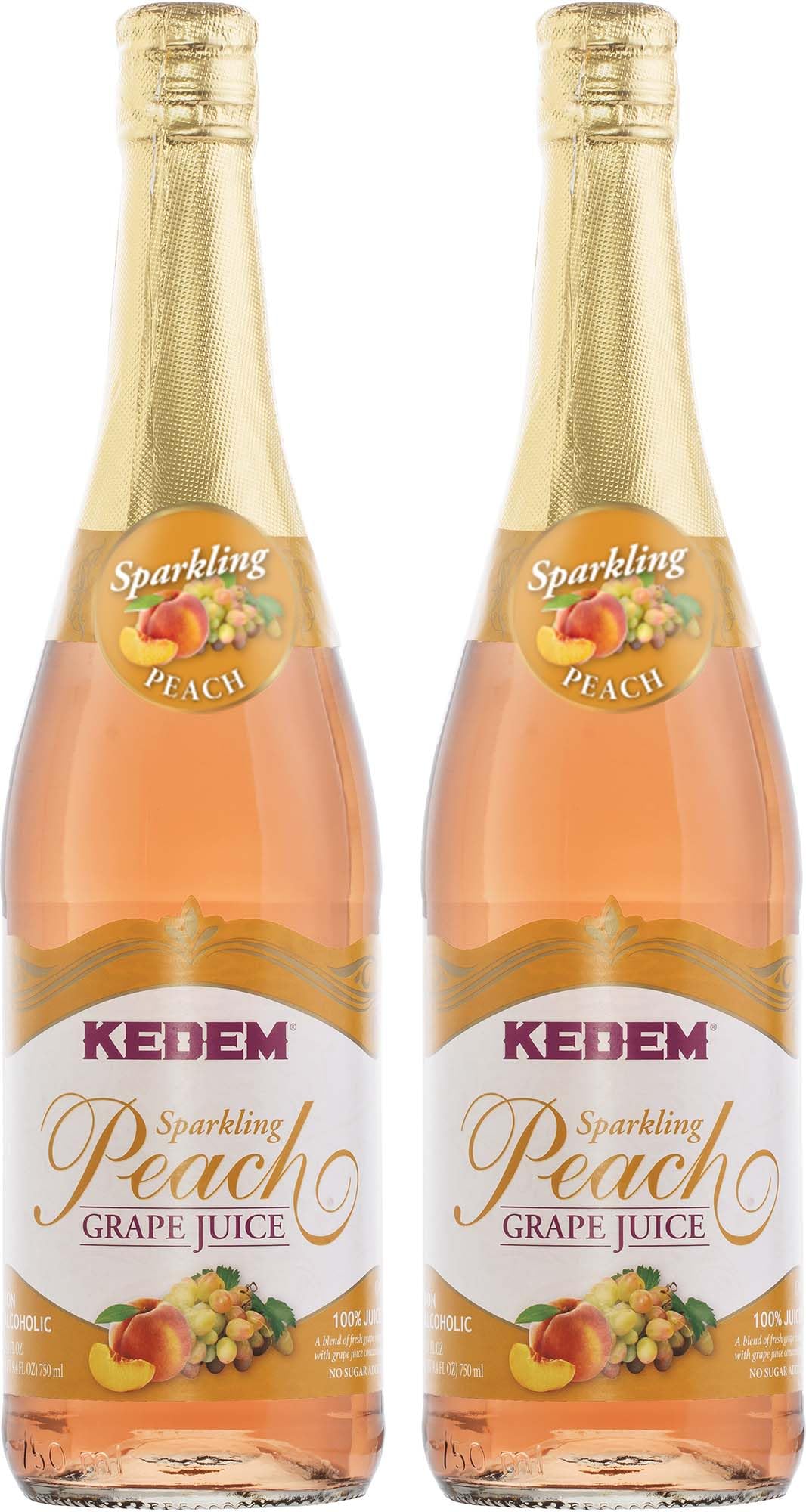 Kedem sparkling peach flavored grape juice bottle pour for a refreshing family moment