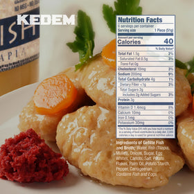 Kedem Tilapia Gefilte Fish ingredients image highlighting all natural components