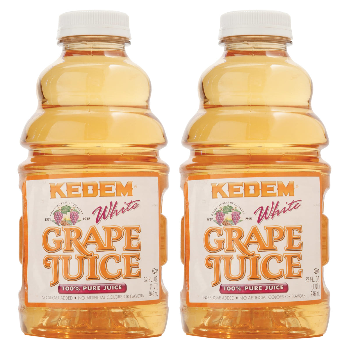 Kedem White Grape Juice bottle, 100% juice, ideal for family hydration and meals.