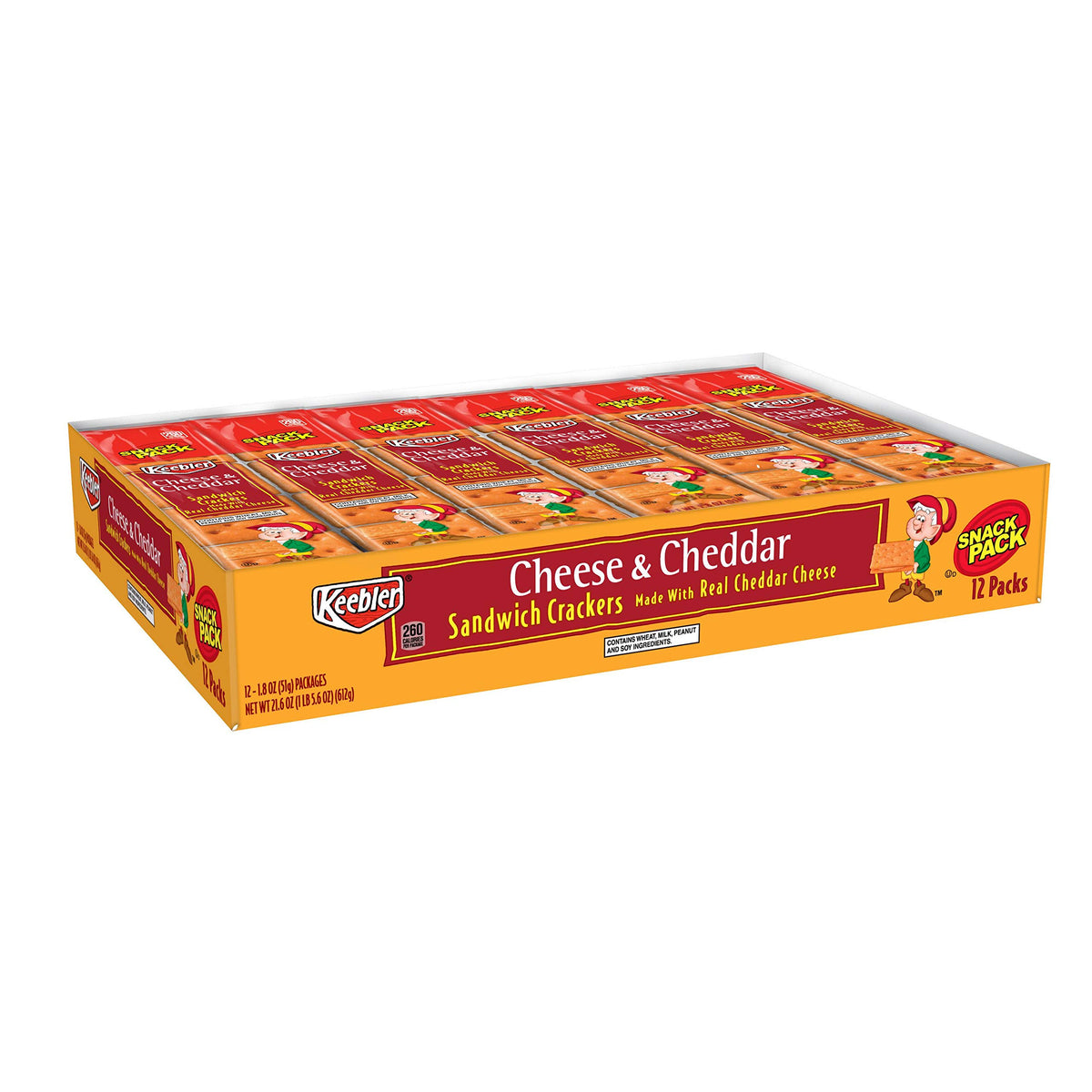 Keebler Cheese and Cheddar Sandwich Crackers snack-pack image, convenient lunch option.