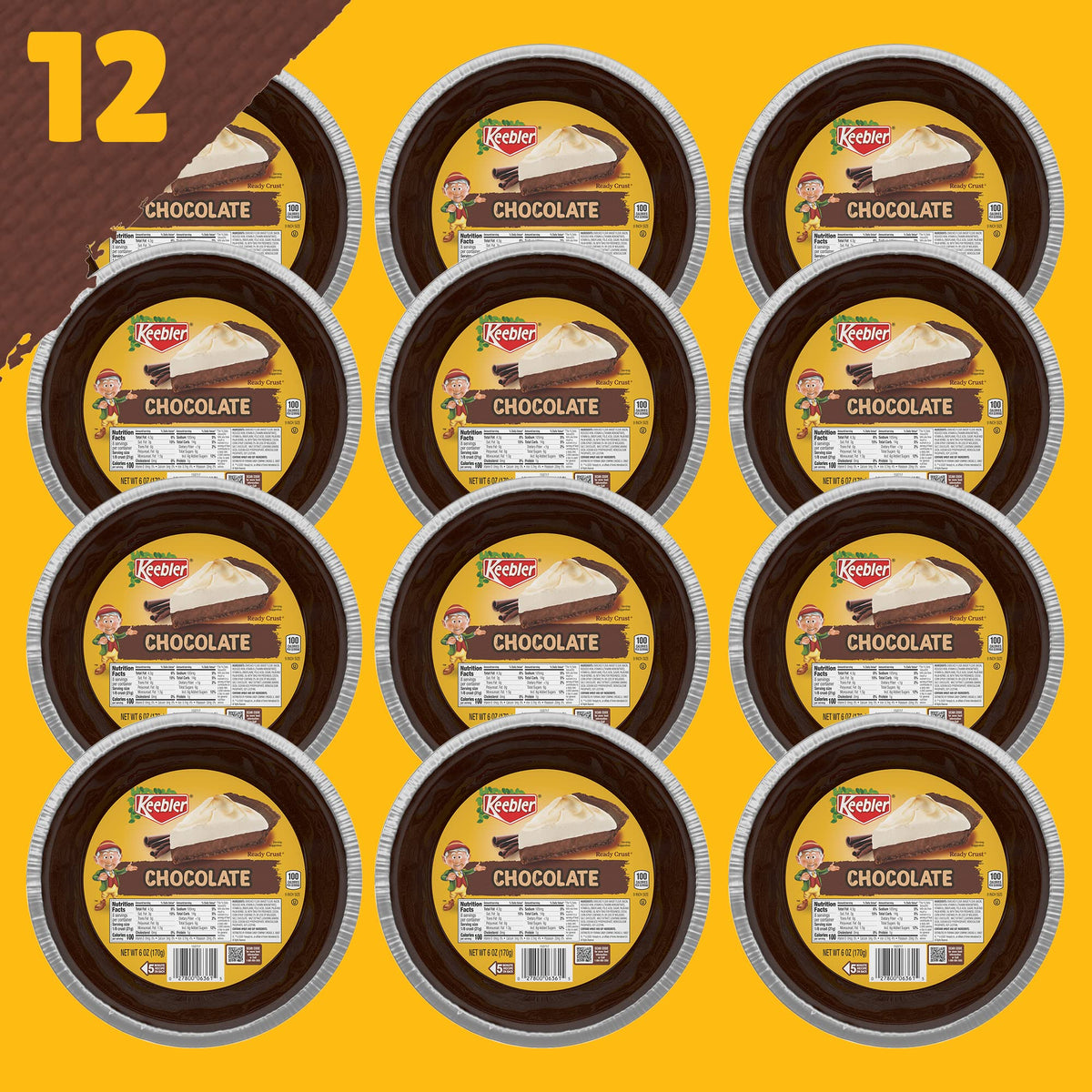Closeup of Keebler crust texture showing tiny chocolate graham pieces and a crisp bite.