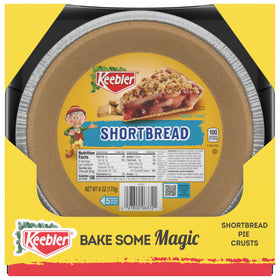 Keebler Ready Crust shortbread 9-inch pie crust in tin, ready-to-bake baking base.