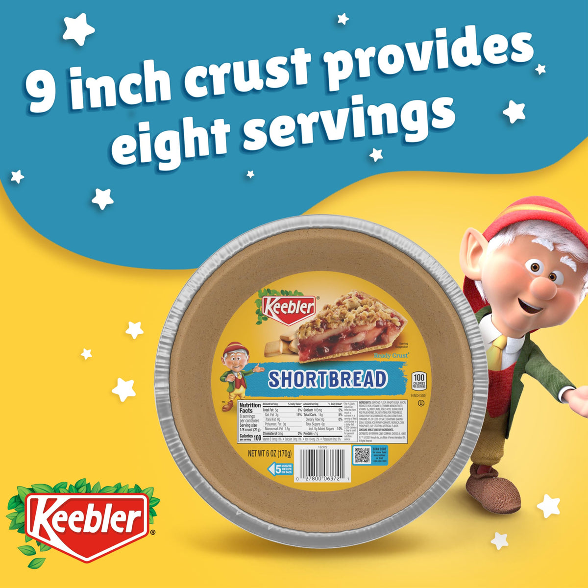 Tidy tin packaging protects Keebler crusts for holidays.