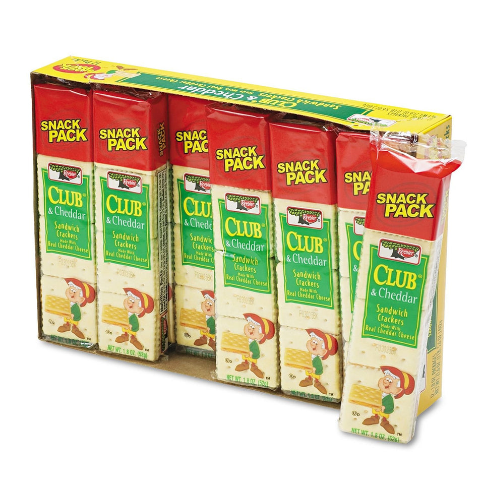 Keebler sandwich crackers Club and Cheddar eight-cracker pack, convenient for on-the-go snacking