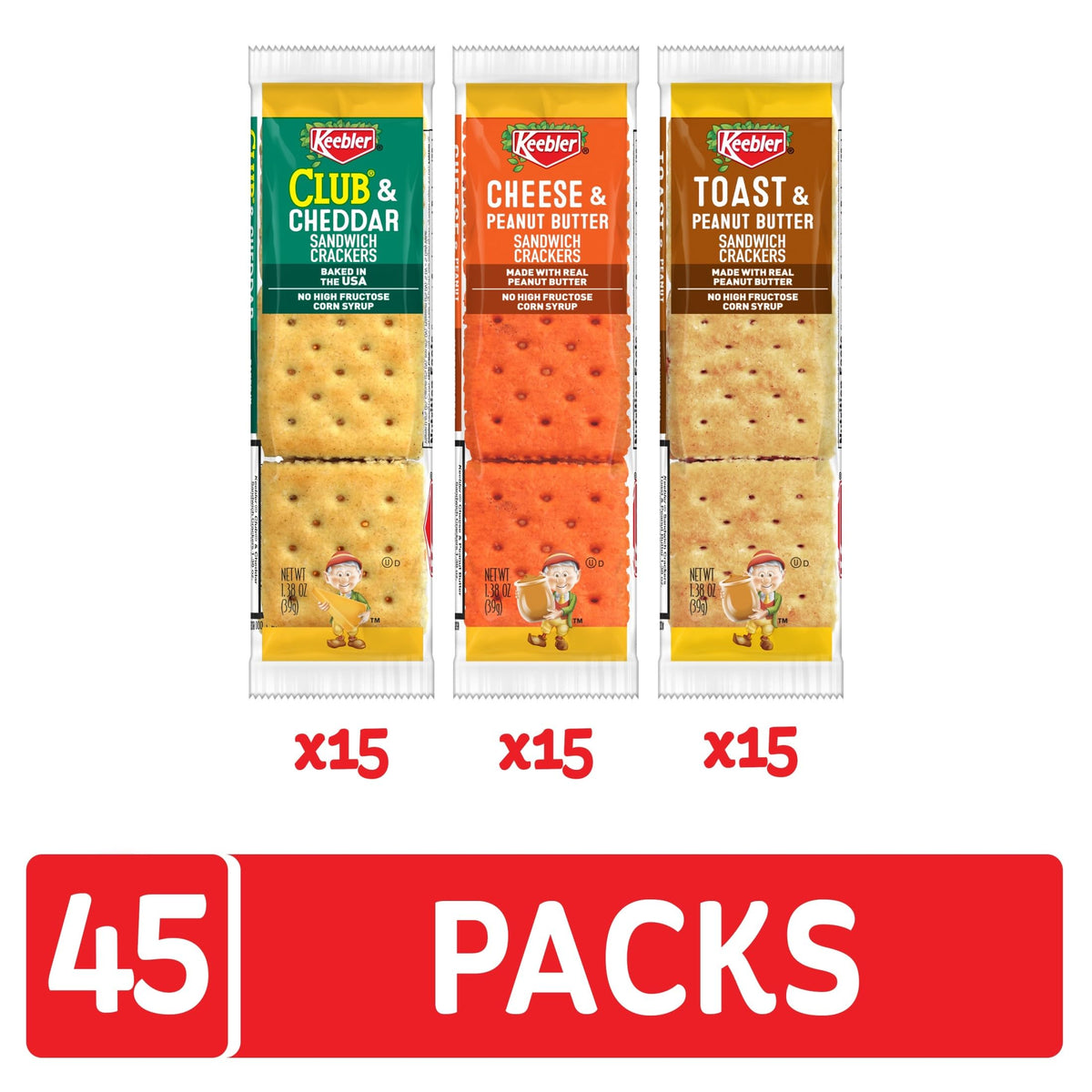Keebler Cheese and Cheddar crackers close-up highlighting cheesy filling
