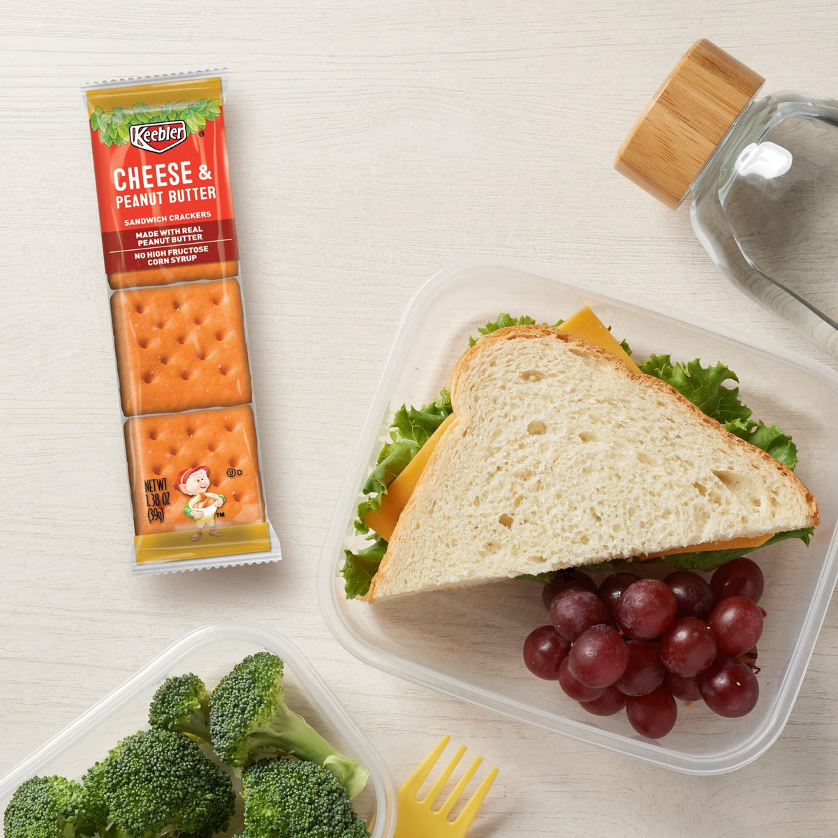 Keebler Club and Cheddar crackers display suitable for lunch or snack time