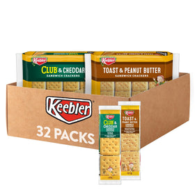 Keebler sandwich crackers variety pack with four trays, ideal for family snacking