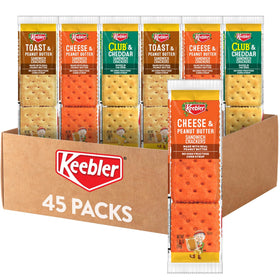 Keebler Sandwich Crackers variety pack front view showing convenient snack packaging