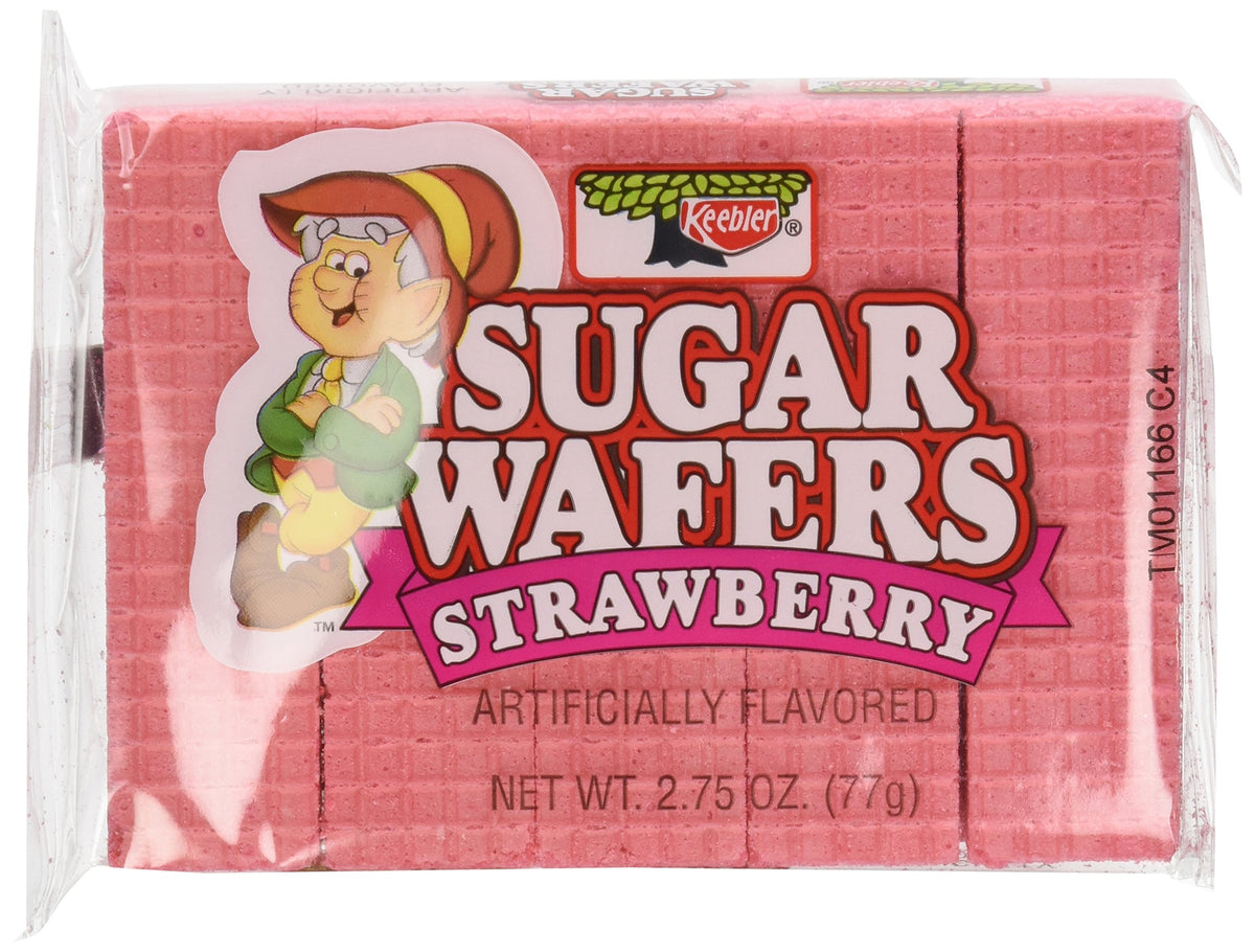 Keebler Strawberry Sugar Wafers twelve-pack box ready for lunchboxes and on-the-go snacking.