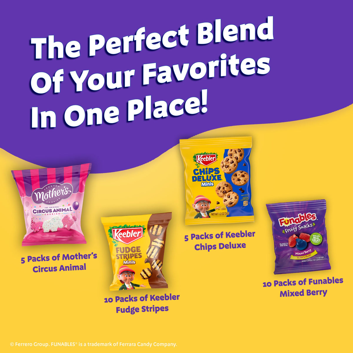 Keebler Funables Fruit Snacks in a colorful mix, ideal for lunchboxes.
