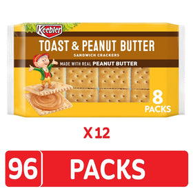 Close-up of Keebler Toast and Peanut Butter sandwich cracker filling for a crunchy, creamy bite.