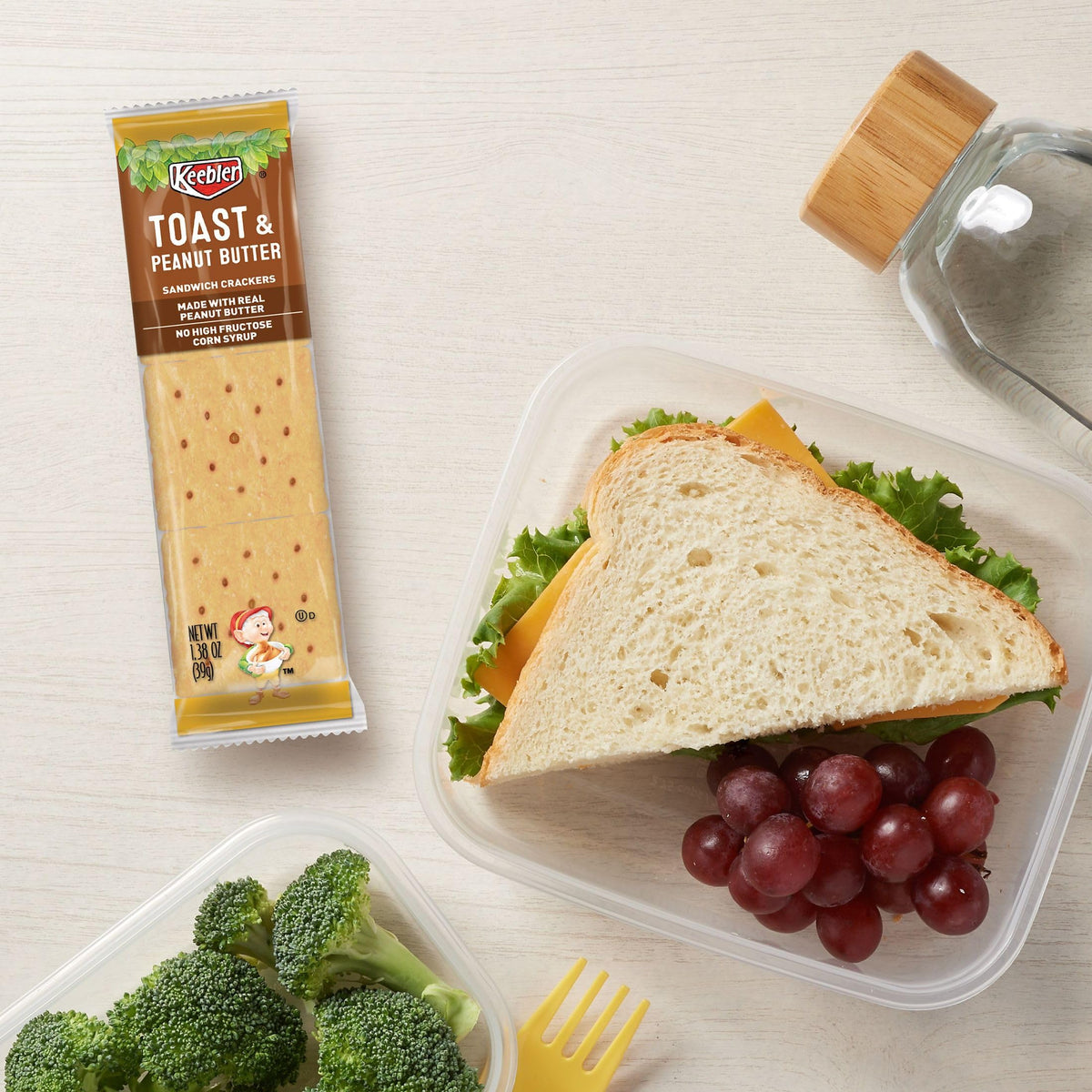 Keebler crackers in a school lunchbox, a savory snack option for kids and adults.