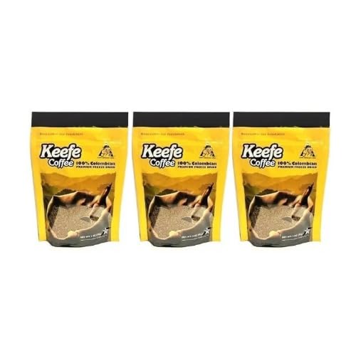 Keefe Coffee 100% Colombian sealed bag showing bold aroma for quick, convenient mornings.