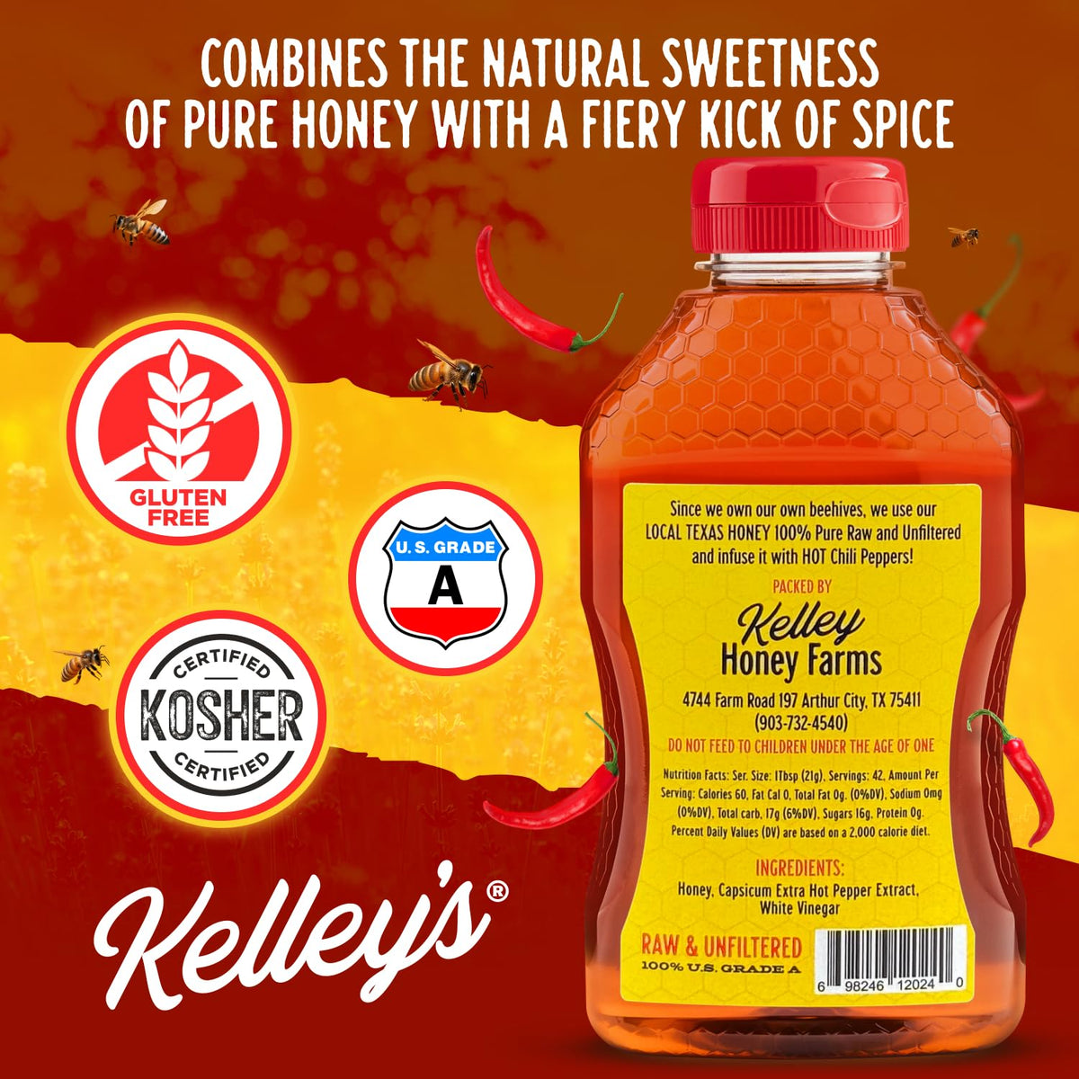 Kelley’s Hot Honey on wood-fired pizza drizzle close-up