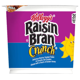 Kellogg's Raisin Bran Crunch Cups show crispy bran flakes for a wholesome start