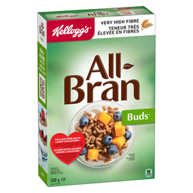 Kellogg's All Bran Buds cereal packshot from Canada highlighting convenient breakfast