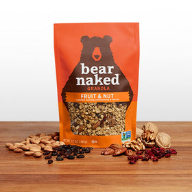 Bear Naked Fruit and Nut Medley shows dried fruits like raisins and cranberries.