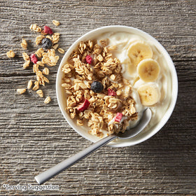 Bear Naked granola triple berry crunch closeup—vibrant texture.