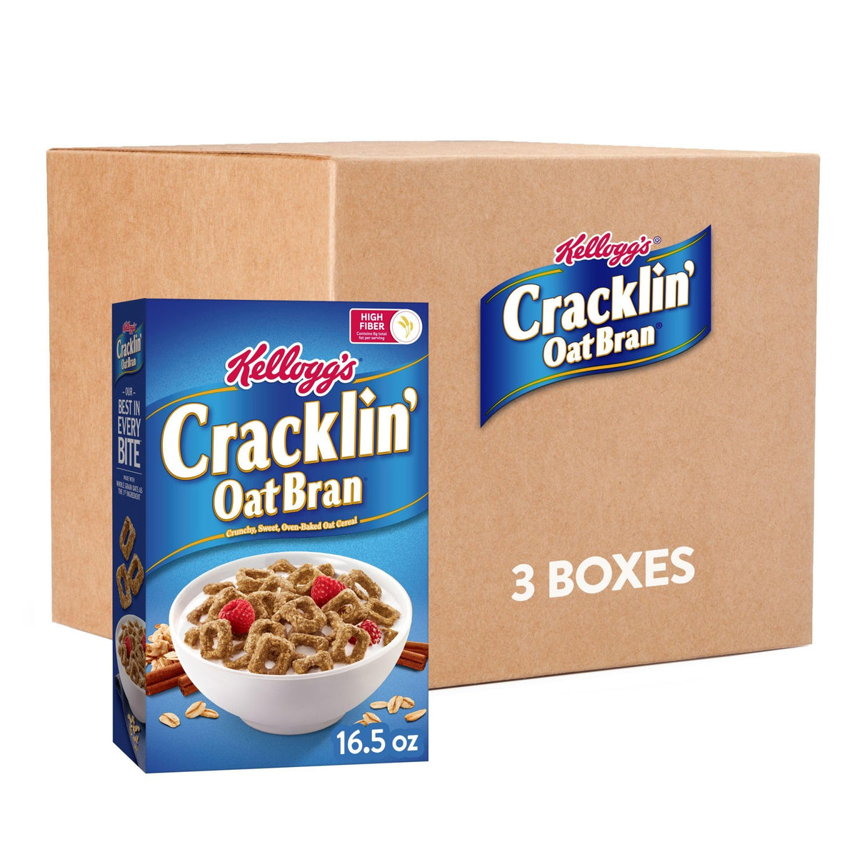 Kellogg's Cracklin' Oat Bran bowl with crispy clusters for a cozy breakfast