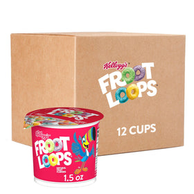 Kellogg's Froot Loops cups in travel packaging ideal for on-the-go snacking.