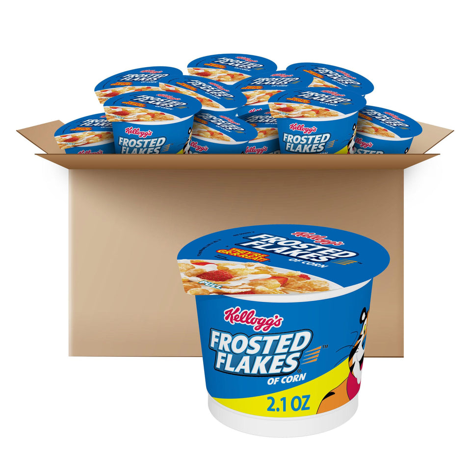 Kellogg's Frosted Flakes cups front view for quick breakfast on the go