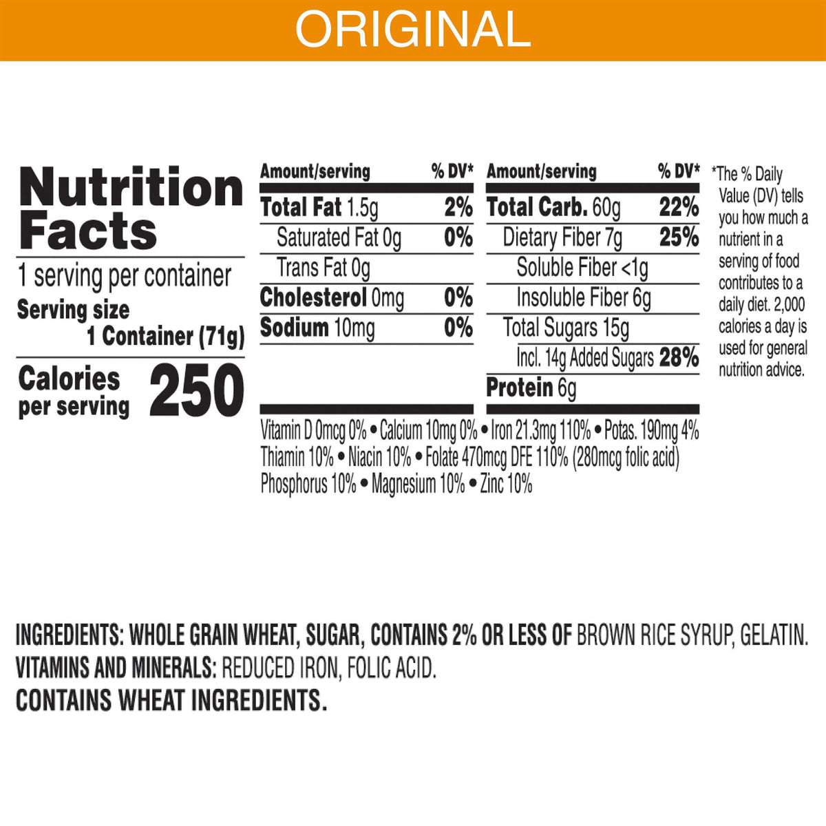 Kellogg's Frosted Mini-Wheats with 57 g whole grain per serving.
