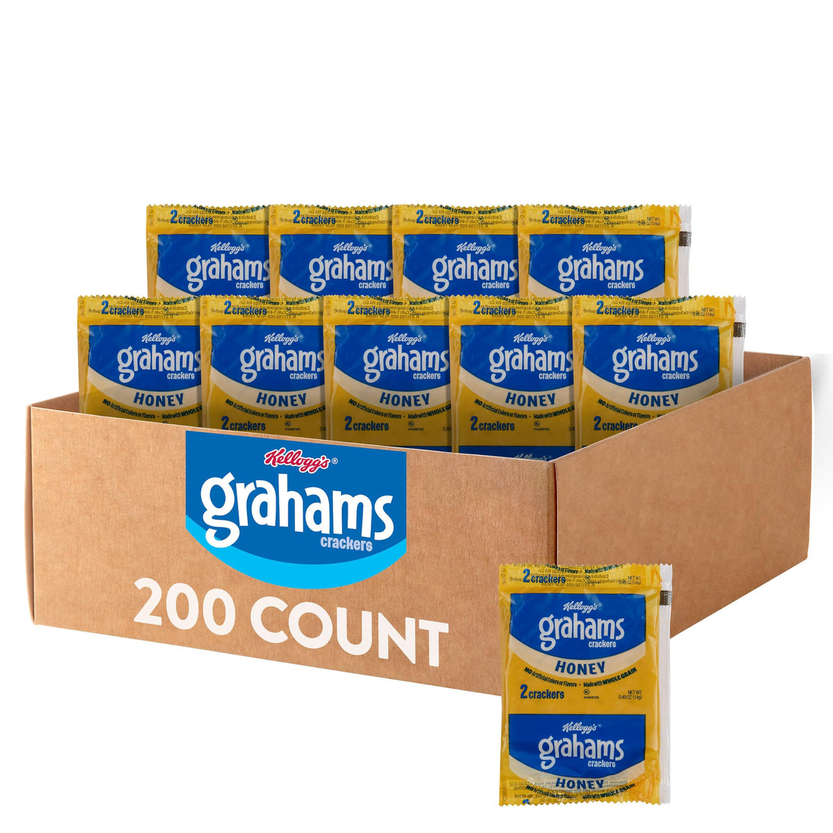 Kellogg's Honey Grahams Crackers bulk case ready for display and snacking