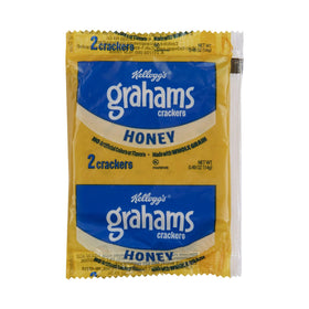 Kellogg's Honey Grahams Crackers paired with milk for a quick snack