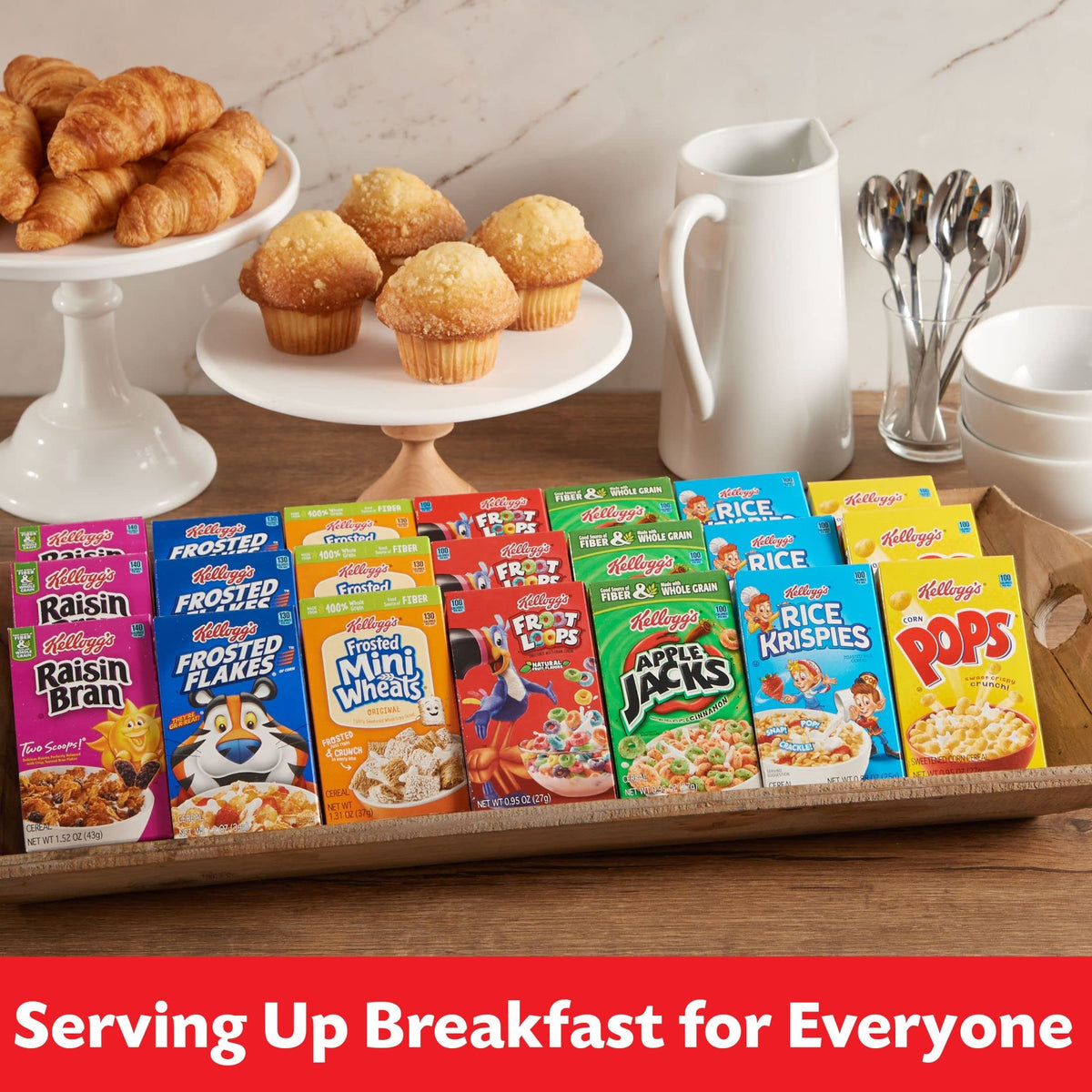 Kellogg's cereal boxes ready for lunchboxes and on-the-go snacks.