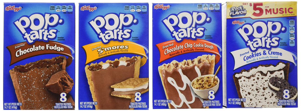 Kellogg's Pop-Tarts Frosted Variety Pack display box, ideal for quick grab-and-go breakfasts.
