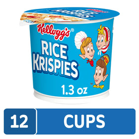 Kellogg's Rice Krispies cups with milk pouring, a classic morning ritual